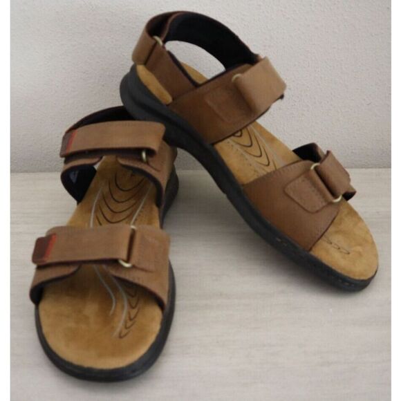 Clarks Collection 261594707090 Men's Sz 10M Tan Leather Hapsford Creek Sandals - Picture 1 of 8
